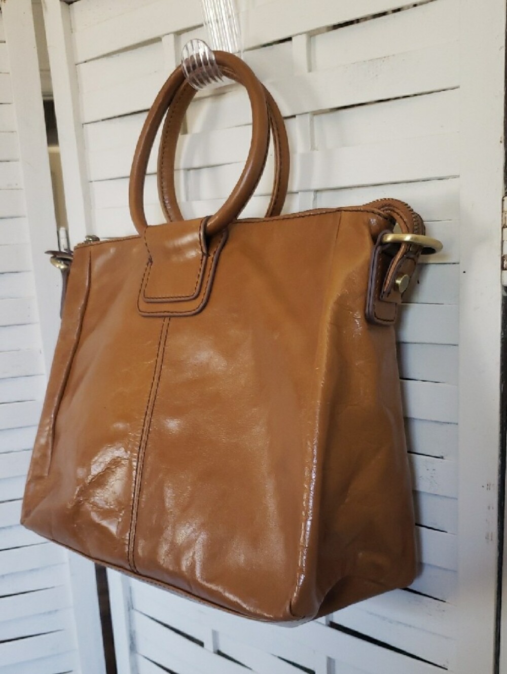 HOBO Tan Leather Top-Handle Satchel - Picture 2 of 6